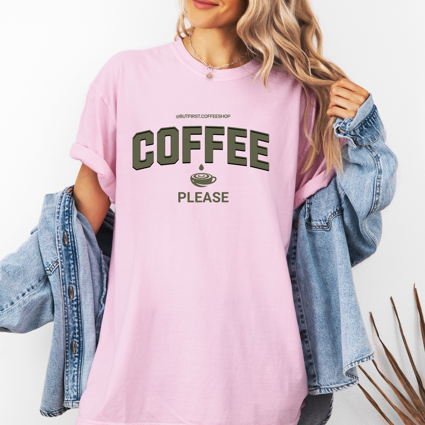 Coffee Please Oversized Tee Pink